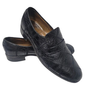 Nettleton Black Crocodile Slip-On Loafer Dress Shoes Style #74332 Size 9.5M